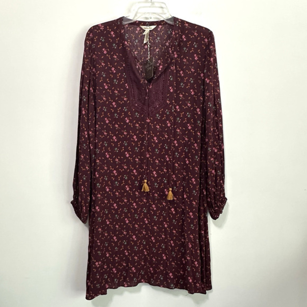 Matilda Jane Local Luxuries Dress L Moments With You Popover‎ V Neck Mini NEW